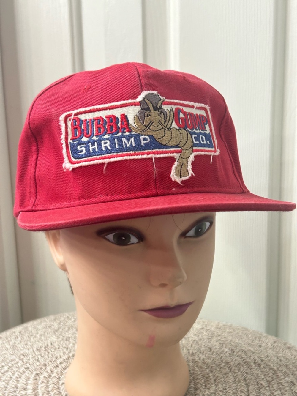 Bubba Gump Shrimp Co. Adult One Size Embroidered Distressed SnapBack Cap Red